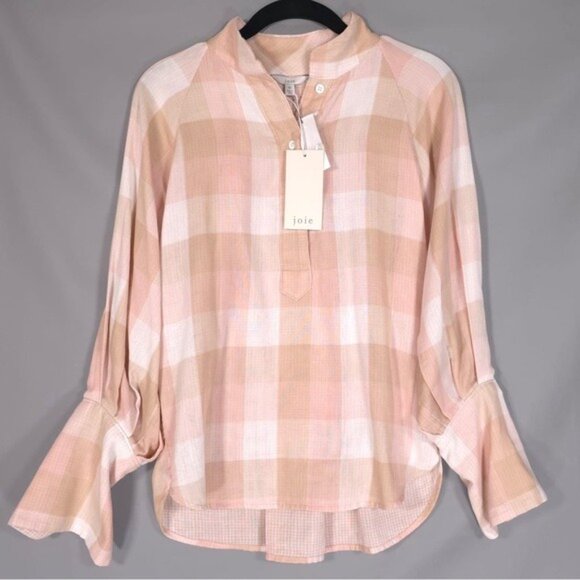 NWT Joie DIA Cotton Top Shell Pink‎ Plaid Size XS - Picture 1 of 14